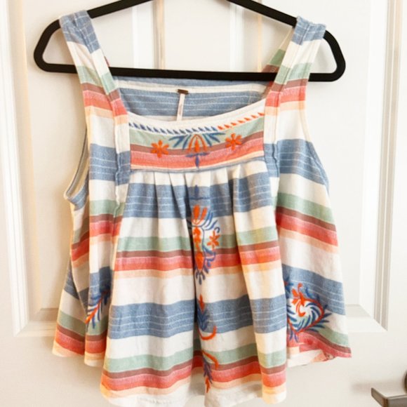 Free People Embroidered, Vintage style Striped Tank | New without tags | M - Picture 3 of 9